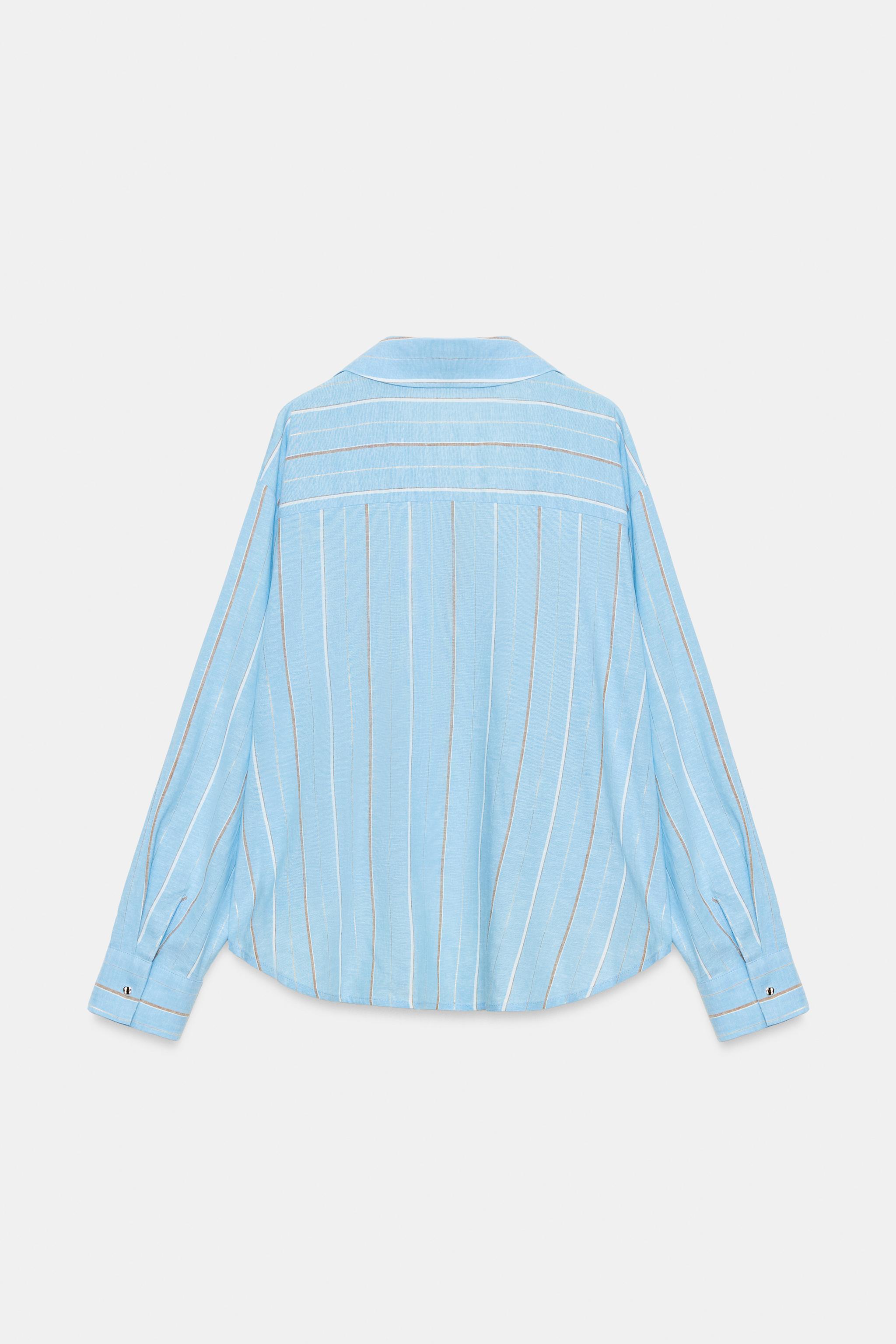 LINEN BLEND SHIRT WITH PUFF HEM